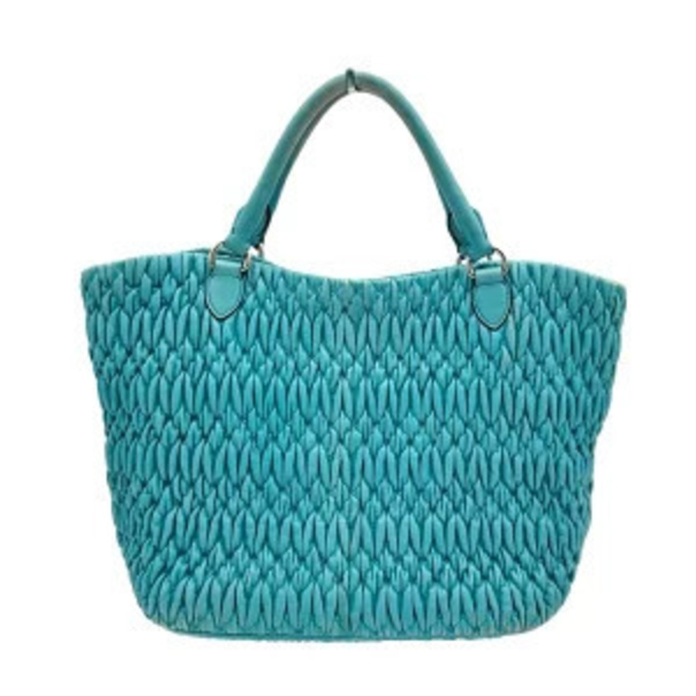 Miu Miu leather handbag turquoise bejeweled blue